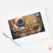 Sticker Rectangulaire Peacock thank you wedding feathers plumage (Enveloppe)