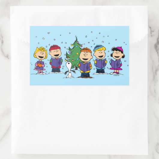 Sticker Rectangulaire Peanuts | Around the Christmas Tree Rectangular St (Sac)