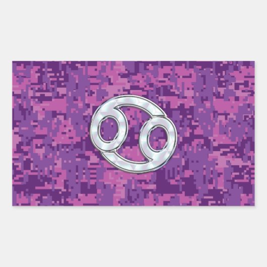 Sticker Rectangulaire Pearl comme cancer Symbole Zodiaque sur Camo numér (Devant)