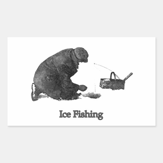 Sticker Rectangulaire Pêche à la glace (Devant)