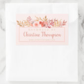 Sticker Rectangulaire Pêche Chic Florale Dorée Faite à la Main Par (Sac)