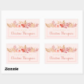Sticker Rectangulaire Pêche Chic Florale Dorée Faite à la Main Par (Feuille)