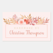 Sticker Rectangulaire Pêche Chic Florale Dorée Faite à la Main Par (Devant)
