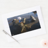 Sticker Rectangulaire Pêche Fubby sur une pierre. (Enveloppe)