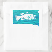 Sticker Rectangulaire Pêche par vagues du Dakota du Sud (Sac)