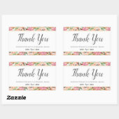 Sticker Rectangulaire Pêcher le Merci Mariage Floral (Feuille)