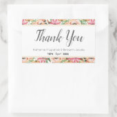 Sticker Rectangulaire Pêcher le Merci Mariage Floral (Sac)