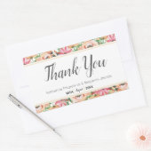 Sticker Rectangulaire Pêcher le Merci Mariage Floral (Enveloppe)
