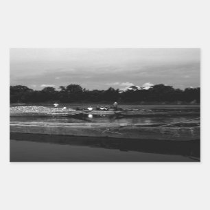 Sticker Rectangulaire Pêcheur au cormoran vintage Chine Guilin