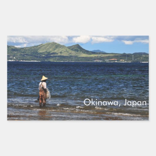 Sticker Rectangulaire Pêcheur d'Okinawan (Devant)