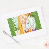 STICKER RECTANGULAIRE PEGASUS ET EVE DANS LE JARDIN D'EDEN, CHEVAL (Enveloppe)