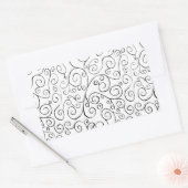 Sticker Rectangulaire Peint à la main Motif de courbe noire sur blanc (Enveloppe)