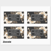 Sticker Rectangulaire Peinture à la main Or peint Fleurs d'affaires (Feuille)