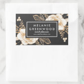 Sticker Rectangulaire Peinture à la main Or peint Fleurs d'affaires (Sac)