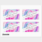 Sticker Rectangulaire Peinture à tarte blanche rose Fille moderne Abstra (Feuille)