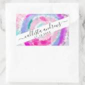 Sticker Rectangulaire Peinture à tarte blanche rose Fille moderne Abstra (Sac)