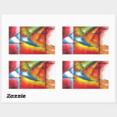 Sticker Rectangulaire peinture abstraite rouge jaune vert bleu (Feuille)