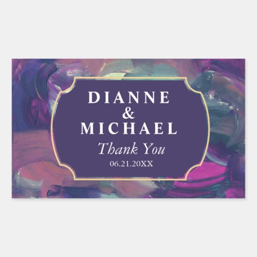 Sticker Rectangulaire Peinture acrylique en gras Enregistrer la date (Devant)