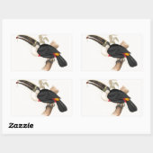 Sticker Rectangulaire Peinture animalière d'antiquités Toucans (Feuille)