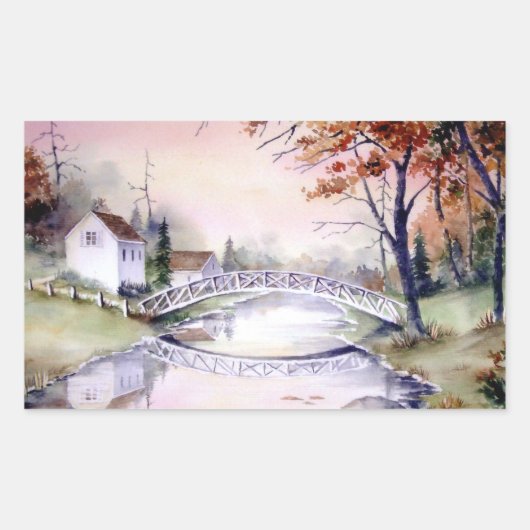 Sticker Rectangulaire Peinture aquarelle du Pont Arché (Devant)