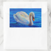Sticker Rectangulaire Peinture d'aquarelle de cygne blanc, sauvagine, oi (Sac)