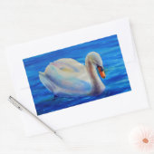 Sticker Rectangulaire Peinture d'aquarelle de cygne blanc, sauvagine, oi (Enveloppe)