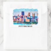 Sticker Rectangulaire Peinture d'aquarelle de Pittsburgh Cityscape (Sac)