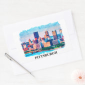 Sticker Rectangulaire Peinture d'aquarelle de Pittsburgh Cityscape (Enveloppe)