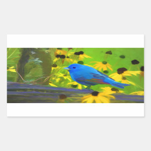 Sticker Rectangulaire Peinture de Bunting Indigo - Art original pour ois
