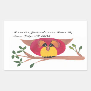 Sticker Rectangulaire Peinture de chouette à cornes mignonnes