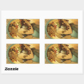 Sticker Rectangulaire Peinture de fruits Alphonse Mucha (Feuille)