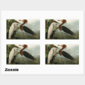 Sticker Rectangulaire Peinture de la faune d'Audubon Heron violet (Feuille)