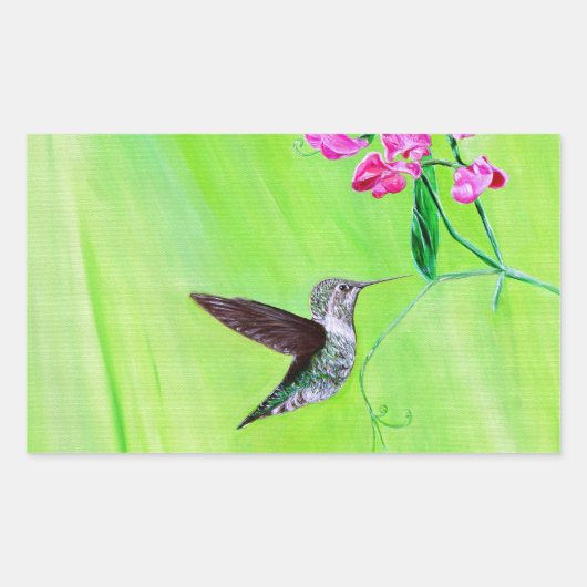 Sticker Rectangulaire Peinture des colibris et des petits pois (Devant)