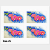 Sticker Rectangulaire Peinture d'orchidée romantique orange rose (Feuille)