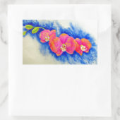 Sticker Rectangulaire Peinture d'orchidée romantique orange rose (Sac)