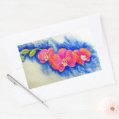 Sticker Rectangulaire Peinture d'orchidée romantique orange rose (Enveloppe)