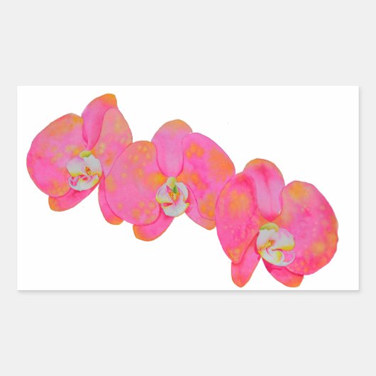 Sticker Rectangulaire Peinture d'orchidée rose (Devant)