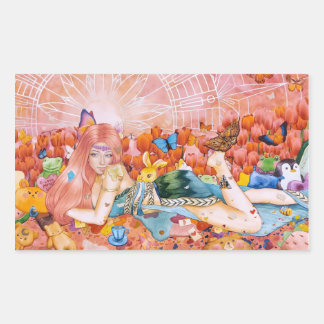 Sticker Rectangulaire Peinture d'une femme titre : L'Après-midi