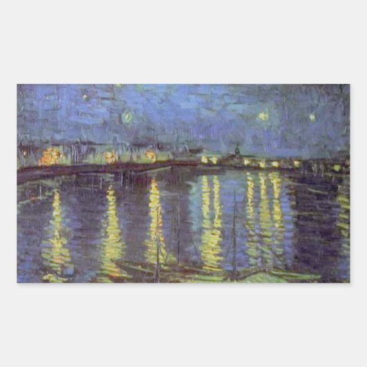 Sticker Rectangulaire Peinture nocturne étoilée de Van Gogh (Devant)
