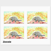 Sticker Rectangulaire Peinture Pangolin mignonne (Feuille)