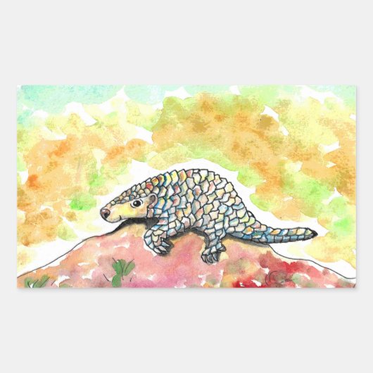 Sticker Rectangulaire Peinture Pangolin mignonne (Devant)