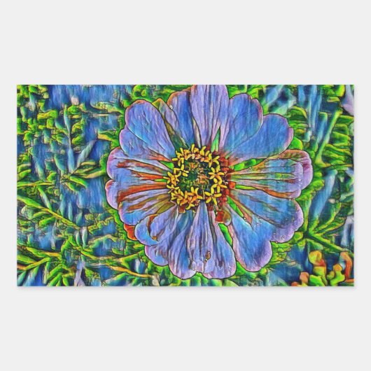 Sticker Rectangulaire Peinture pourpre de fleur (Devant)