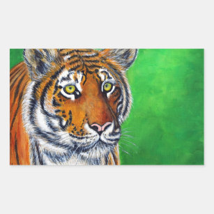 Sticker Rectangulaire Peinture sur tigre