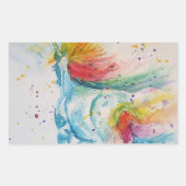 Sticker Rectangulaire Peinture Unicorne Aquarelle Peinture Arc-en-ciel (Devant)