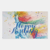 Sticker Rectangulaire Peinture Unicorne Joyeuse aquarelle d'anniversaire (Devant)