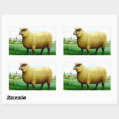 Sticker Rectangulaire peinture vintage de mouton (Feuille)