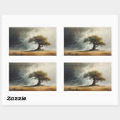Sticker Rectangulaire peintures d'arbres frappés par la foudre. (Feuille)