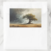 Sticker Rectangulaire peintures d'arbres frappés par la foudre. (Sac)