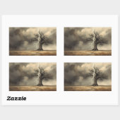 Sticker Rectangulaire peintures d'arbres frappés par la foudre. (Feuille)