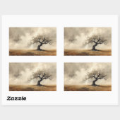 Sticker Rectangulaire peintures d'arbres frappés par la foudre. (Feuille)